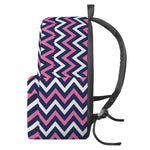 Navy Pink And White Chevron Print Backpack
