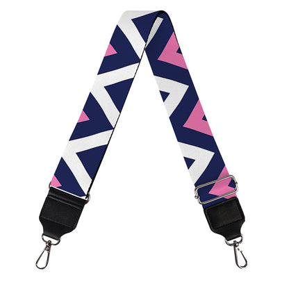 Navy Pink And White Chevron Print Bag Strap
