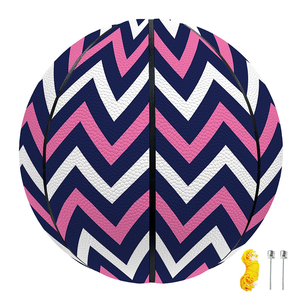 Navy Pink And White Chevron Print Basketball