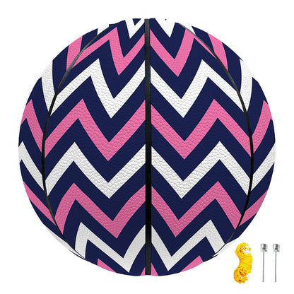 Navy Pink And White Chevron Print Basketball