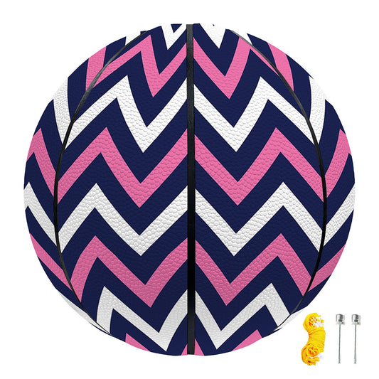 Navy Pink And White Chevron Print Basketball