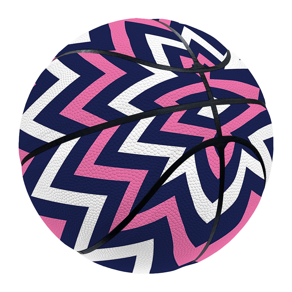 Navy Pink And White Chevron Print Basketball
