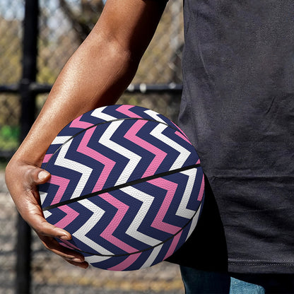 Navy Pink And White Chevron Print Basketball