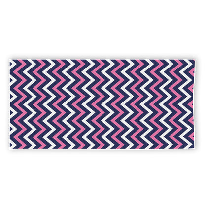 Navy Pink And White Chevron Print Beach Towel