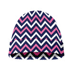 Navy Pink And White Chevron Print Beanie