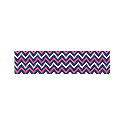 Navy Pink And White Chevron Print Bed Runner