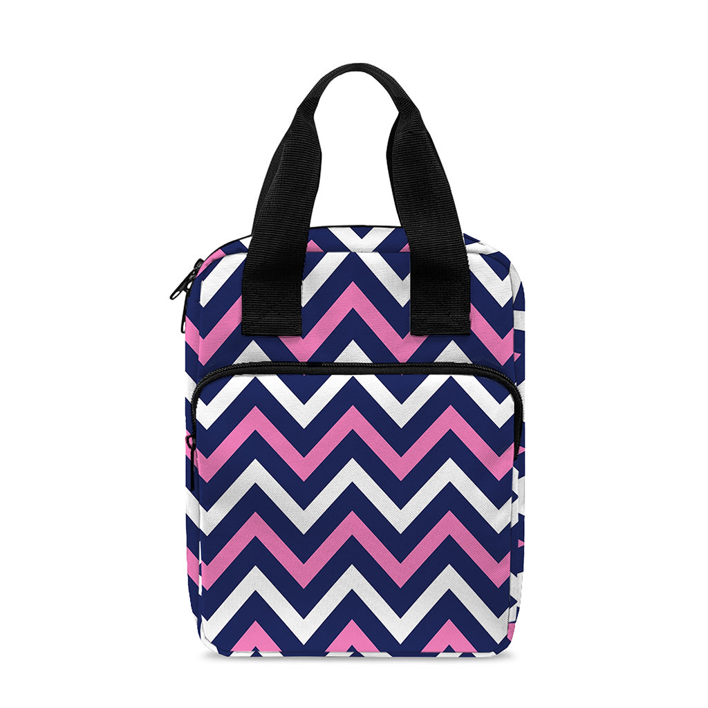 Navy Pink And White Chevron Print Bible Tote Bag