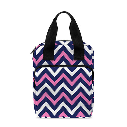 Navy Pink And White Chevron Print Bible Tote Bag