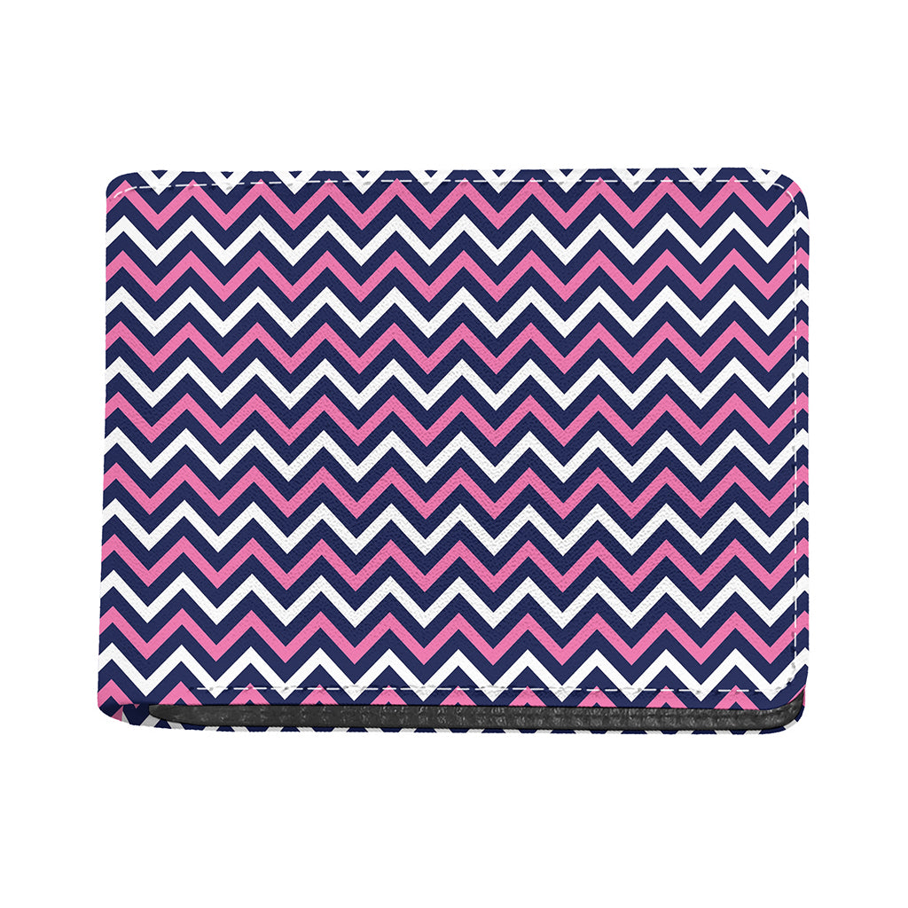 Navy Pink And White Chevron Print Bifold Wallet