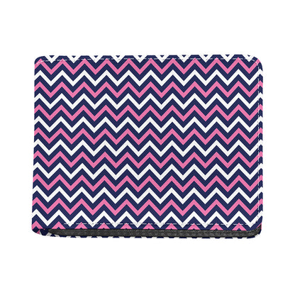 Navy Pink And White Chevron Print Bifold Wallet