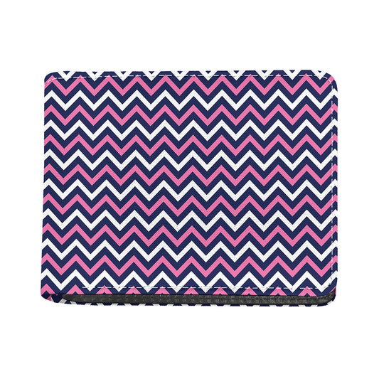 Navy Pink And White Chevron Print Bifold Wallet
