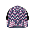 Navy Pink And White Chevron Print Black Mesh Trucker Hat