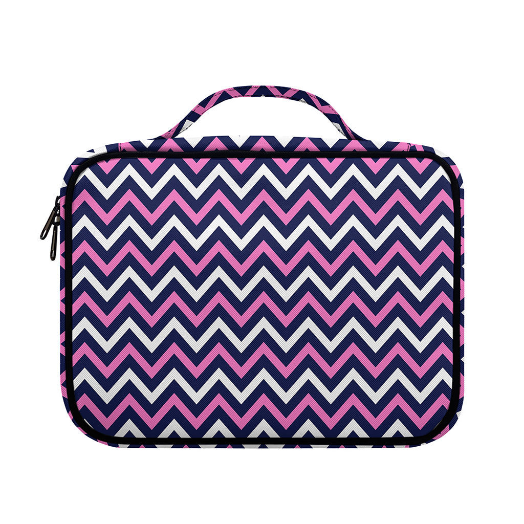 Navy Pink And White Chevron Print Briefcase Bible Bag