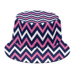 Navy Pink And White Chevron Print Bucket Hat