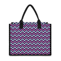 Navy Pink And White Chevron Print Canvas Tote Bag
