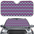 Navy Pink And White Chevron Print Car Windshield Sun Shade