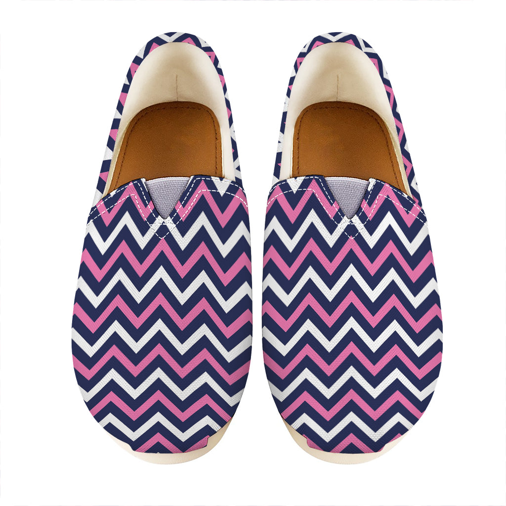 Navy Pink And White Chevron Print Casual Shoes