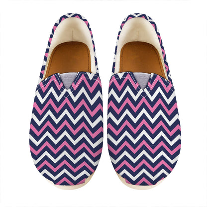Navy Pink And White Chevron Print Casual Shoes