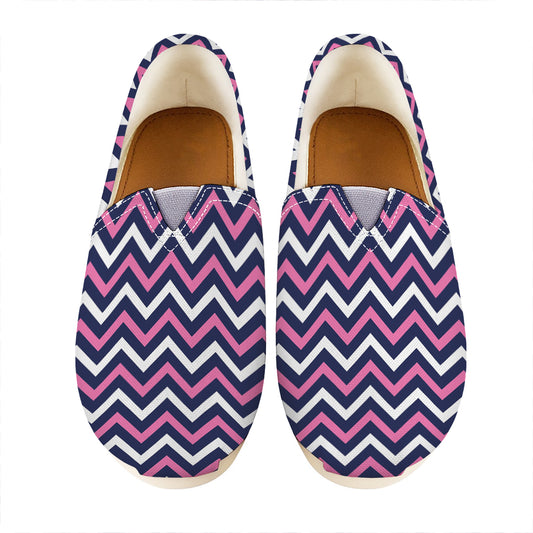 Navy Pink And White Chevron Print Casual Shoes