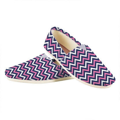 Navy Pink And White Chevron Print Casual Shoes