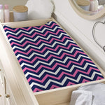 Navy Pink And White Chevron Print Changing Pad Cover