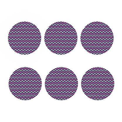 Navy Pink And White Chevron Print Coaster Set