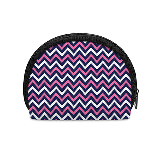 Navy Pink And White Chevron Print Coin Purse
