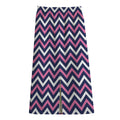 Navy Pink And White Chevron Print Cotton Front Slit Maxi Skirt