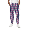 Navy Pink And White Chevron Print Cotton Sweatpants