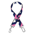 Navy Pink And White Chevron Print Dog Seat Belt