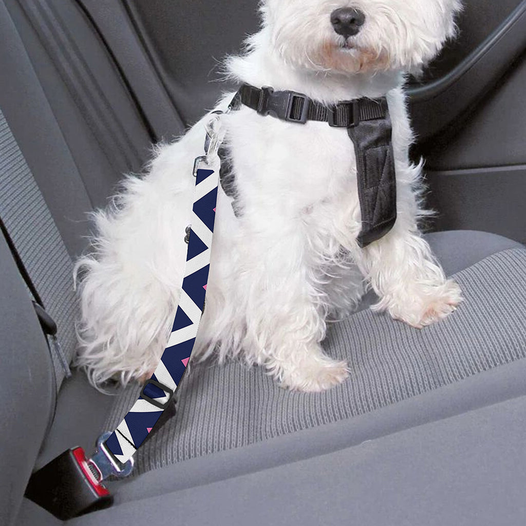 Navy Pink And White Chevron Print Dog Seat Belt