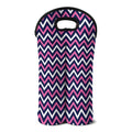Navy Pink And White Chevron Print Double Neoprene Wine Tote