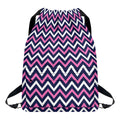 Navy Pink And White Chevron Print Drawstring Backpack