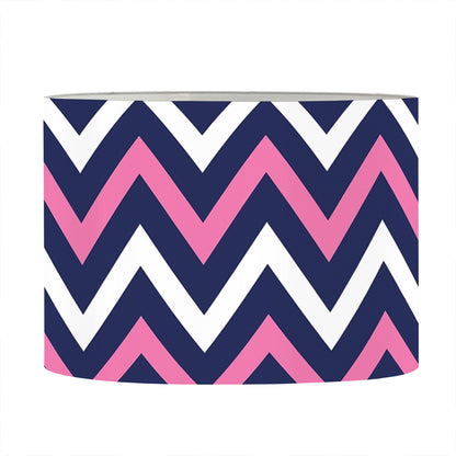 Navy Pink And White Chevron Print Drum Lamp Shade