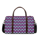 Navy Pink And White Chevron Print Duffle Bag