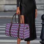 Navy Pink And White Chevron Print Duffle Bag