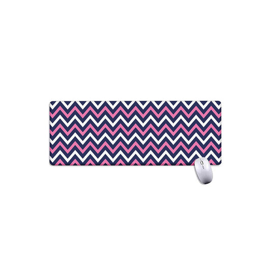 Navy Pink And White Chevron Print Extended Mouse Pad