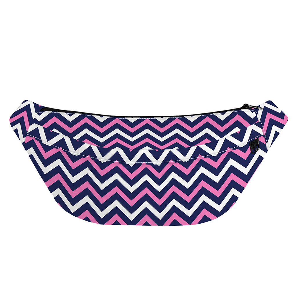 Navy Pink And White Chevron Print Fanny Pack