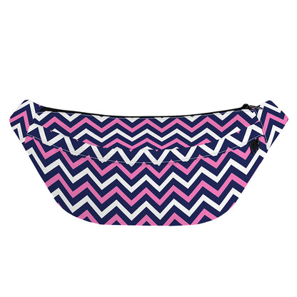 Navy Pink And White Chevron Print Fanny Pack