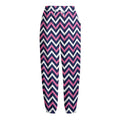 Navy Pink And White Chevron Print Fleece Lined Knit Pants