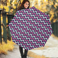 Navy Pink And White Chevron Print Foldable Umbrella