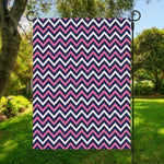 Navy Pink And White Chevron Print Garden Flag