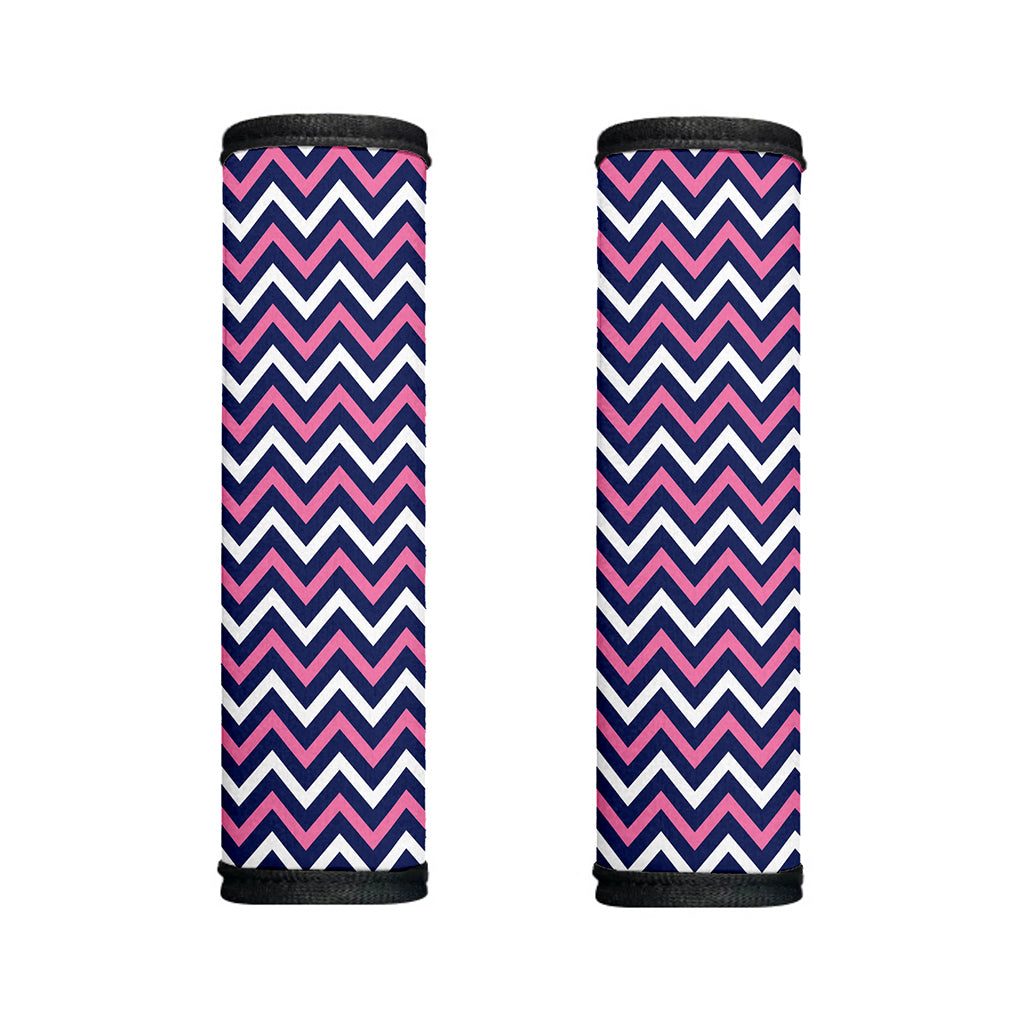 Navy Pink And White Chevron Print Handle Covers