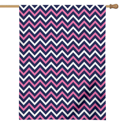 Navy Pink And White Chevron Print House Flag