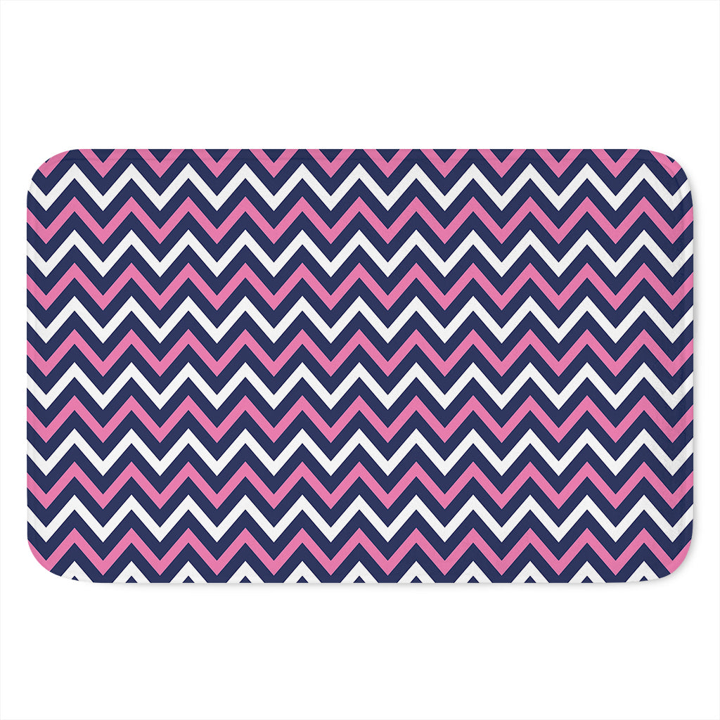 Navy Pink And White Chevron Print Indoor Door Mat