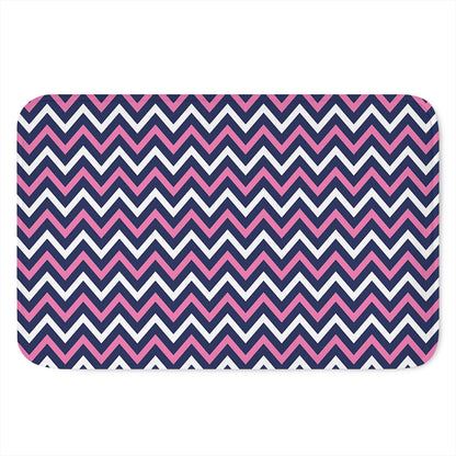 Navy Pink And White Chevron Print Indoor Door Mat
