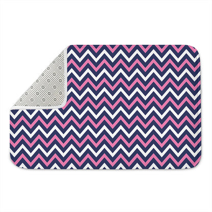 Navy Pink And White Chevron Print Indoor Door Mat