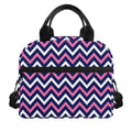 Navy Pink And White Chevron Print Insulated Lunch Bag