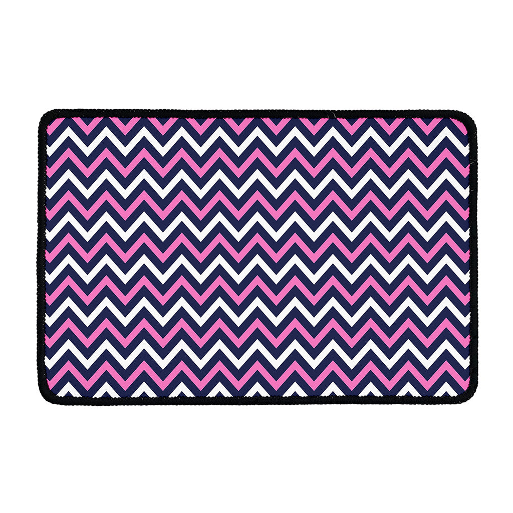 Navy Pink And White Chevron Print Kitchen Mat
