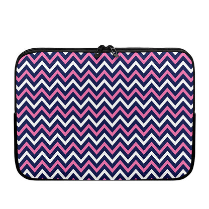 Navy Pink And White Chevron Print Laptop Sleeve